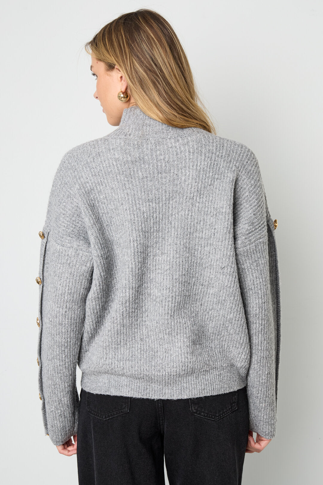 Gebreide Polyestervezel Vrouwen Trui Met Schildkraag Casual Effen Kleur