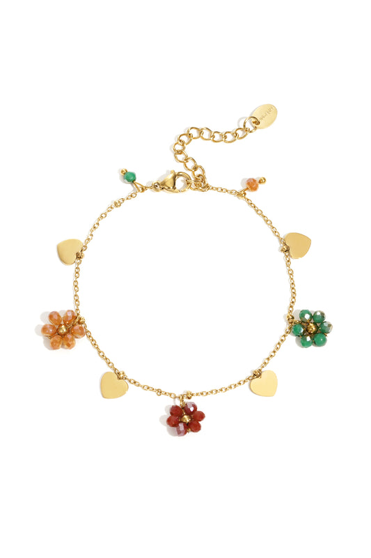 Armbanden met bedels van roestvrij staal, bloemen, casual, dagelijks, eenvoudig, serie, damessieraden