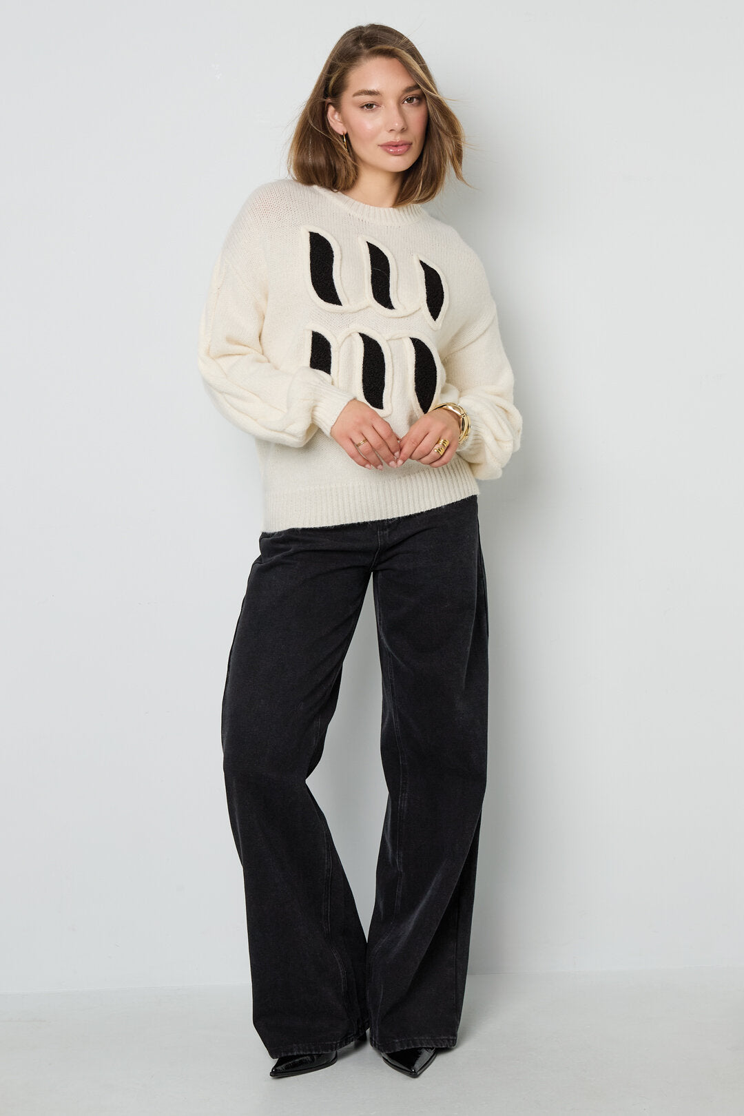 Gebreide Polyestervezel Vrouwen Truien Casual Letters