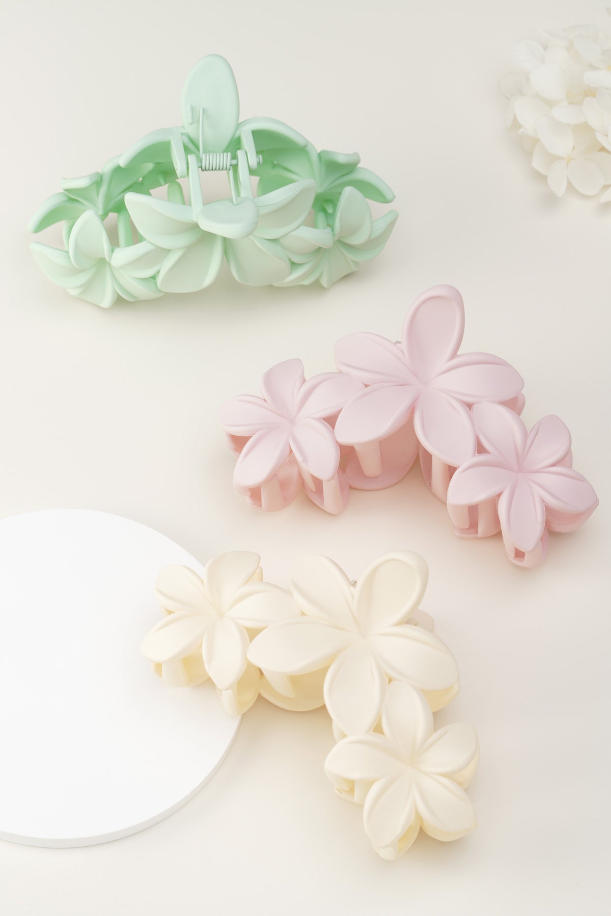 haarclip met grote bloemen - suikerspin roze