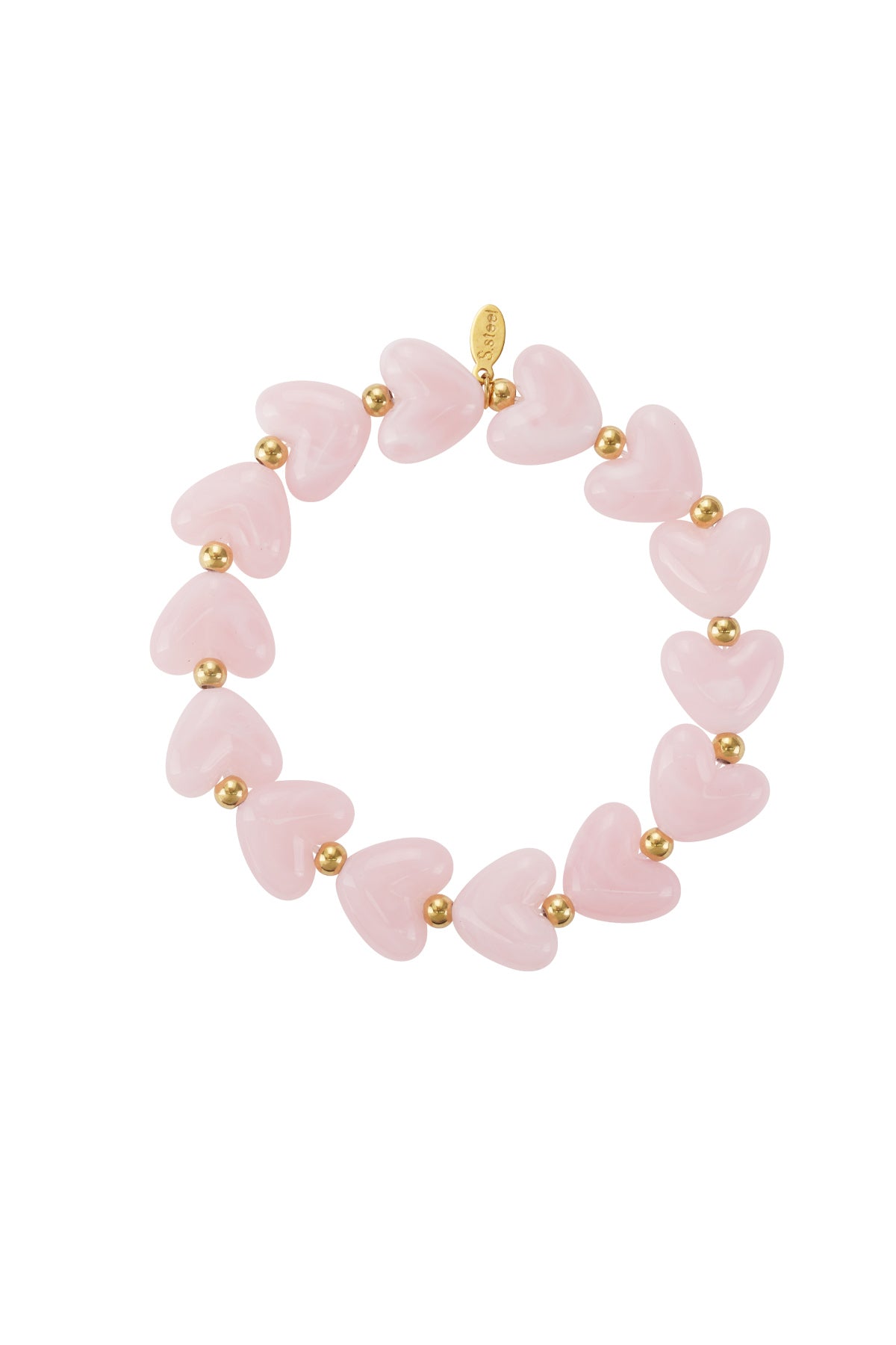 Elastieken hartjes kralenarmband