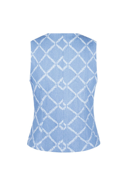 Elegant Blue Sleeveless Cotton Top for Summer