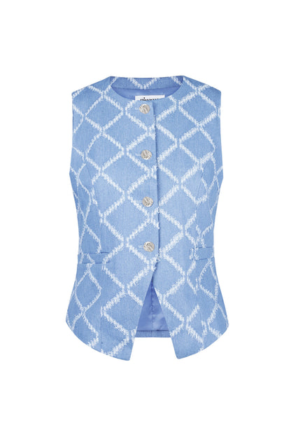 Elegant Blue Sleeveless Cotton Top for Summer