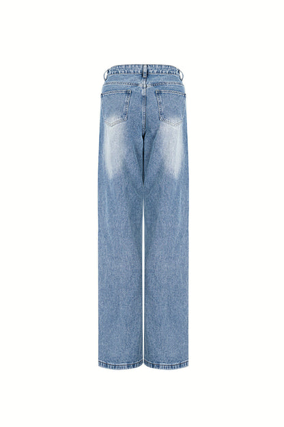 Stylish Ripped Straight Denim Pants for All Fits