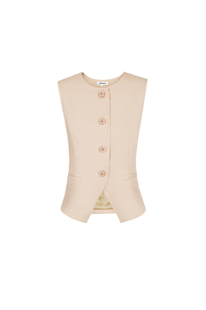 Polyester Vrouwen Mouwloze Top Gestructureerd Knopsluiting Ontwerp