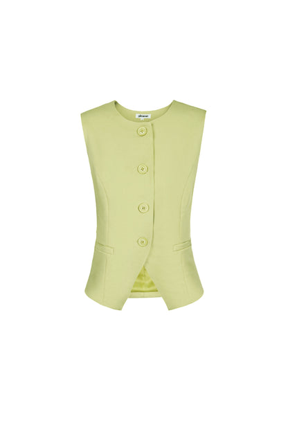 Polyester Vrouwen Mouwloze Top Gestructureerd Knopsluiting Ontwerp