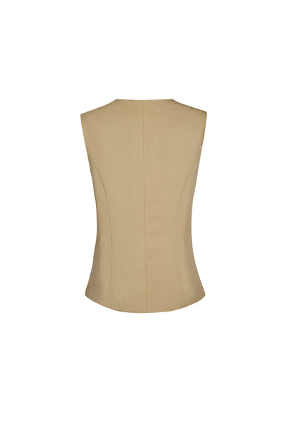 Polyester Vrouwen Mouwloze Top Gestructureerd Knopsluiting Ontwerp