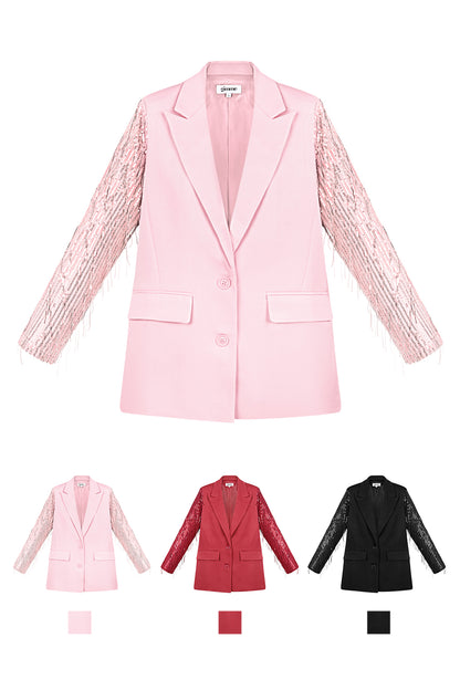 Polyester Vrouwen Jas Met Fransjes Mouw Ontwerp