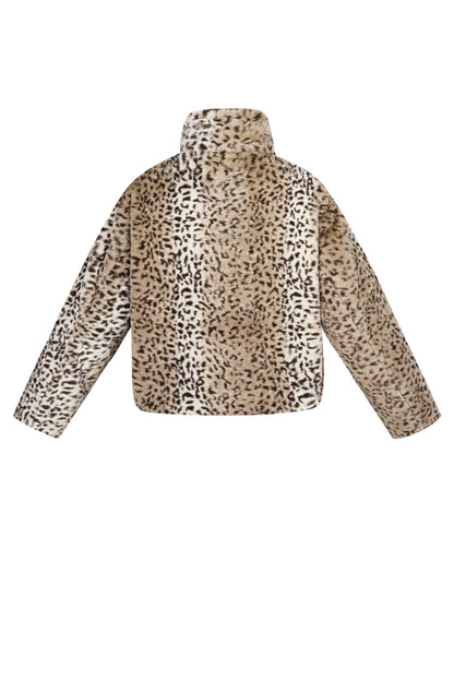 Polyester Valse Bont Dames Jas Luipaardprint Warm en Comfortabel