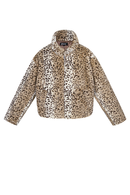 Polyester Valse Bont Dames Jas Luipaardprint Warm en Comfortabel
