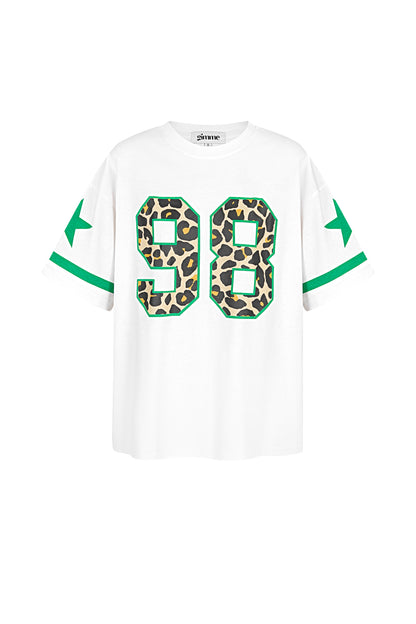 Cotton Vrouwen T-shirt Oversized Luipaardprint Nummer 98