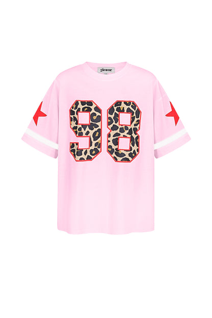 Cotton Vrouwen T-shirt Oversized Luipaardprint Nummer 98
