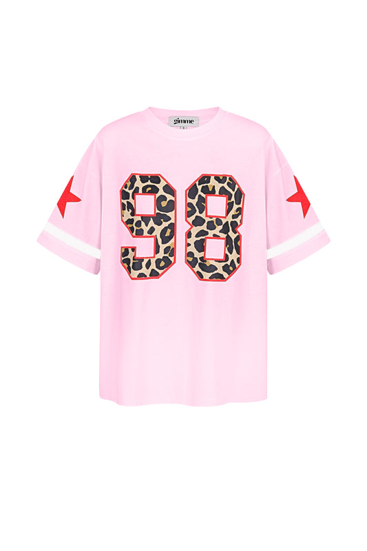 Cotton Vrouwen T-shirt Oversized Luipaardprint Nummer 98