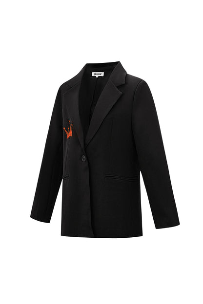 Polyester Vrouwen Suit Jas Kroon Borduurwerk
