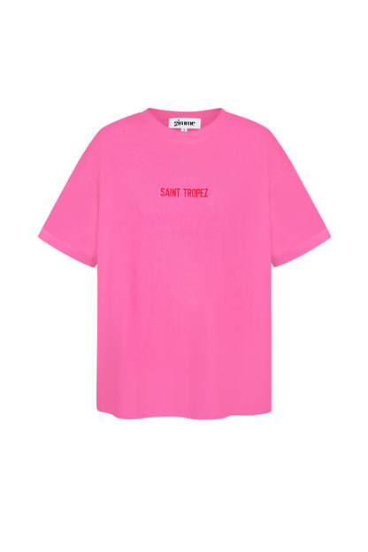 Cotton Vrouwen T-shirt Oversized Saint Tropez Print