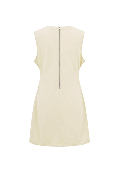 Chic Light Blue Cotton Mini Dress for Summer