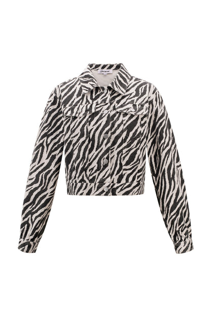 Cotton Denim Vrouwen Jas Street Elegant Specialty Dierenprint