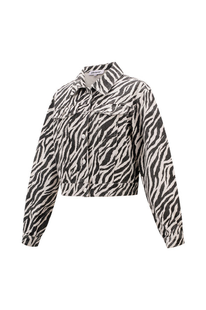 Cotton Denim Vrouwen Jas Street Elegant Specialty Dierenprint