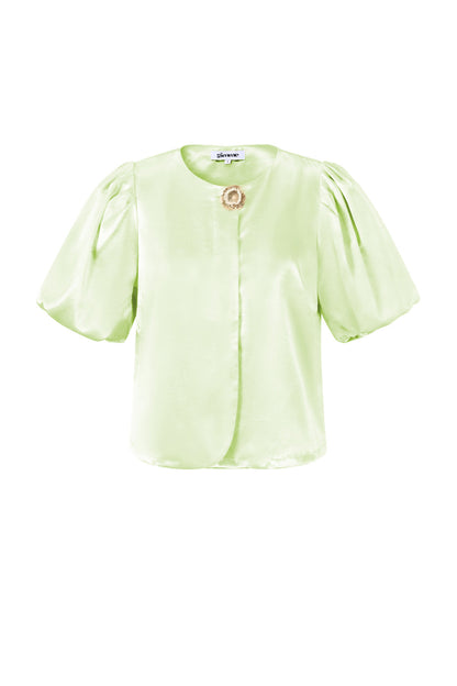 Geweven Polyestervezel Vrouwen Korte Mouwen Tops Elegant Solide Kleur