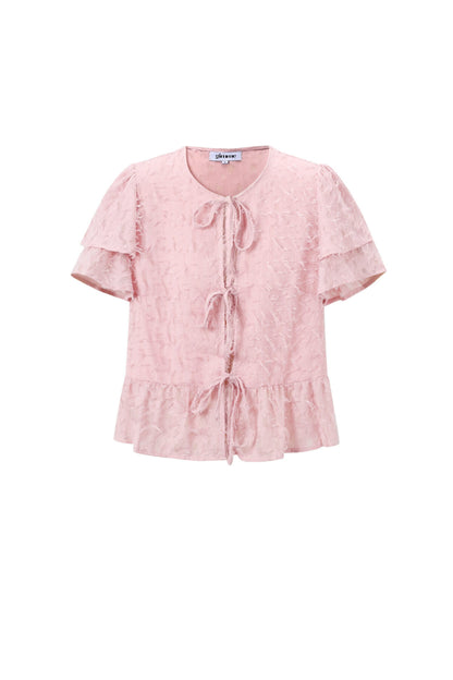 Elegant Tie-Up Short Sleeve Top for Spring/Summer