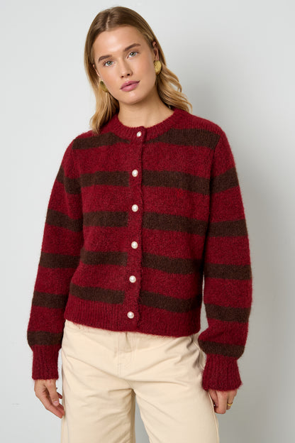 Gebreide Polyestervezel Vrouwen Cardigan Casual Strepen