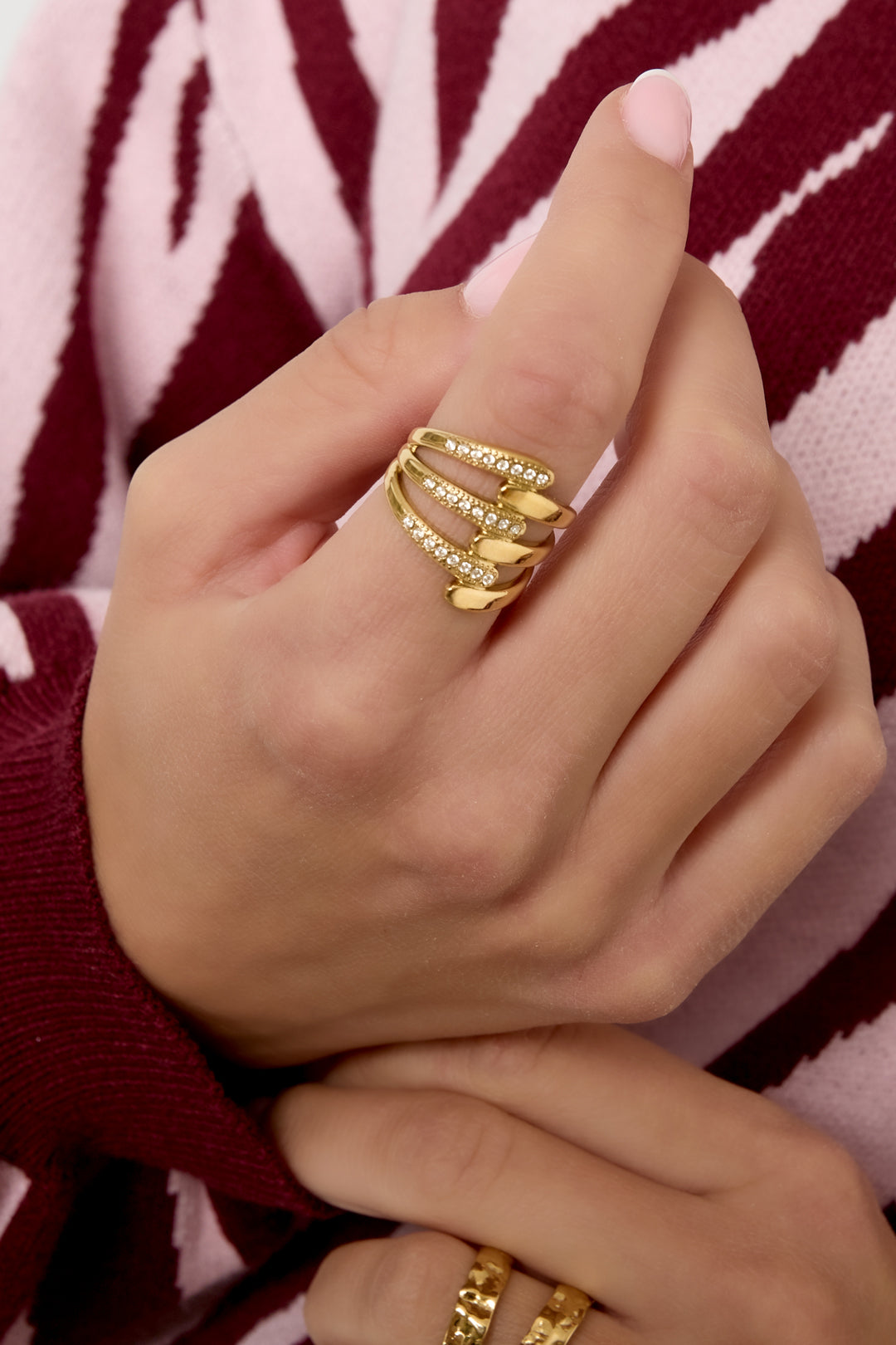 Roestvrijstalen statement ringen, casual, dagelijks, eenvoudig, serie, damessieraden