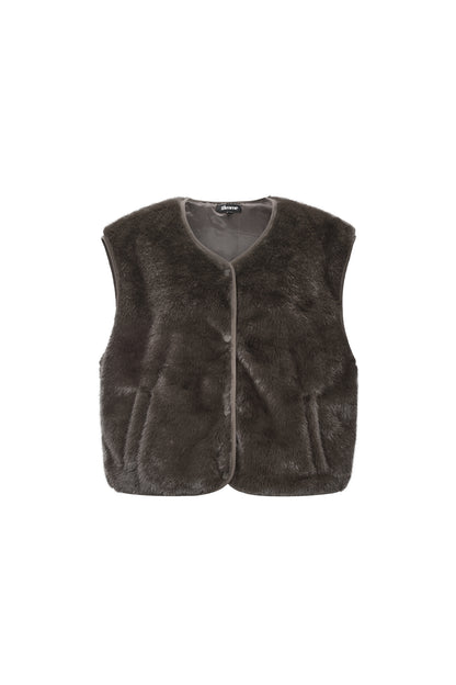 Mouwloos vest van imitatiebont