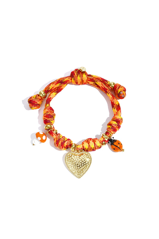Armbanden met touwbedeltjes in de vorm van een hartje, casual, dagelijks en romantisch, dames sieraden