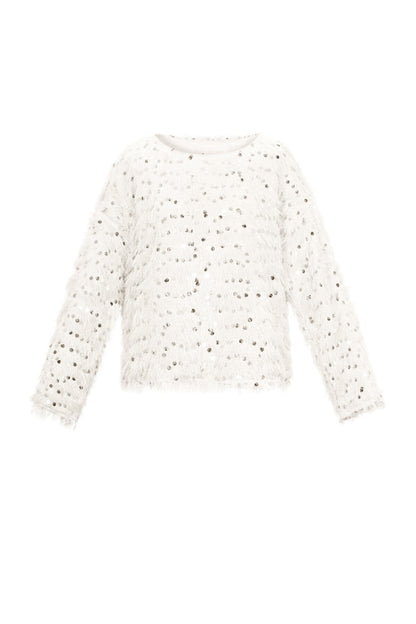 Geweven Polyestervezel Vrouwen Lange Mouw Top Elegante Pailletten
