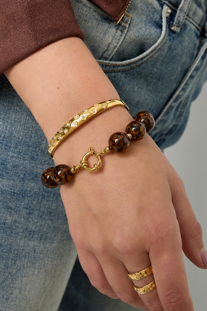 Armbanden van roestvrij staal met stippen, casual, dagelijks, eenvoudig, serie, damessieraden