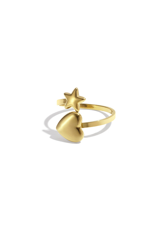 Ring met hart en ster