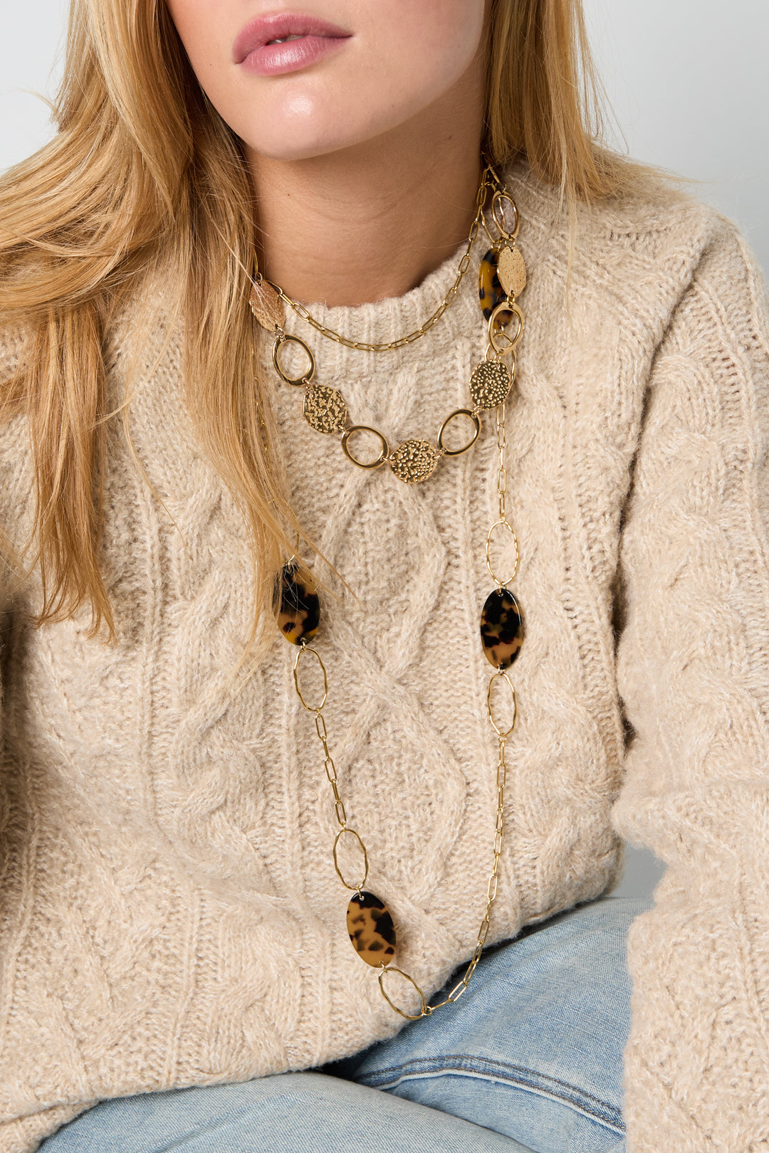 Lange roestvrijstalen ketting in ovale vorm, casual en eenvoudig, voor dagelijks gebruik, dames sieraden