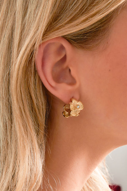 Oorbellen van roestvrij staal met bloemen, casual, dagelijks, eenvoudig, serie, damessieraden