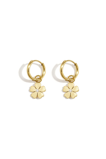 Roestvrijstalen hangende oorbellen met bloemmotief, eenvoudige dagelijkse sieraden uit de Simple-serie voor dames.