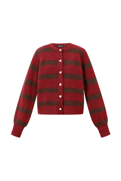 Gebreide Polyestervezel Vrouwen Cardigan Casual Strepen