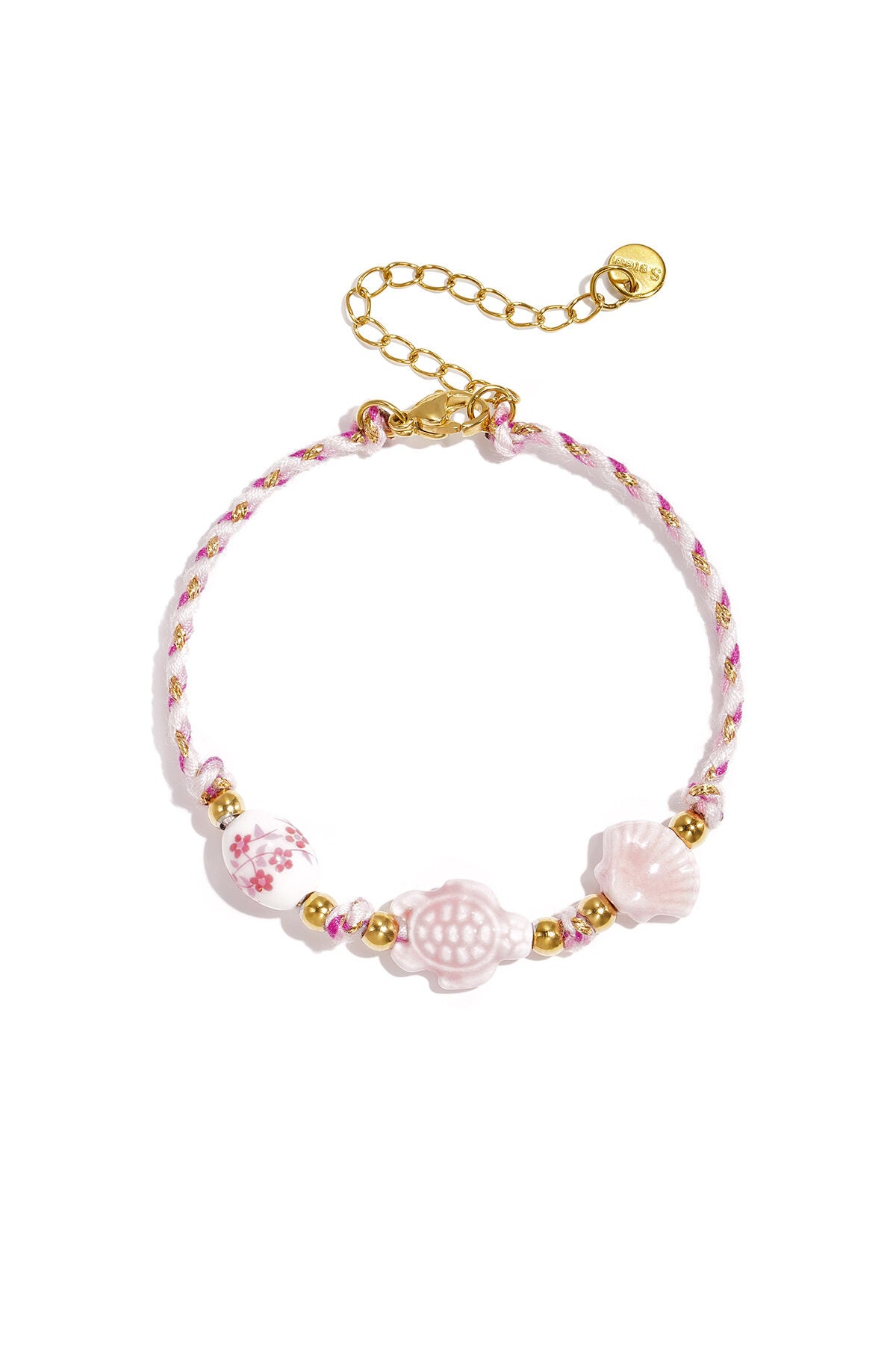 Armband met schildpad en schelp kralen en touwmotief