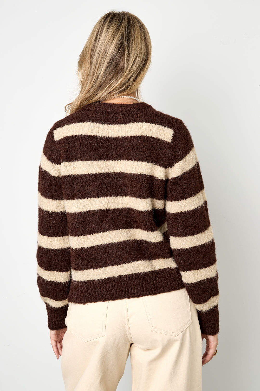 Gebreide Polyestervezel Vrouwen Cardigan Casual Strepen