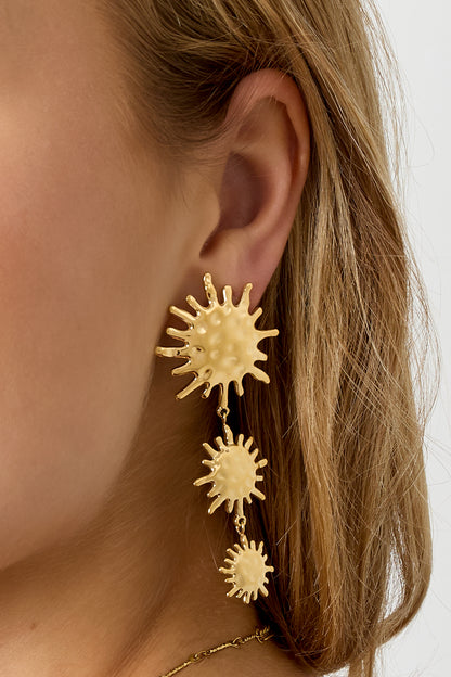 Roestvrijstalen oorbellen met hanger, zon, casual, dagelijks, eenvoudig, serie, damessieraden