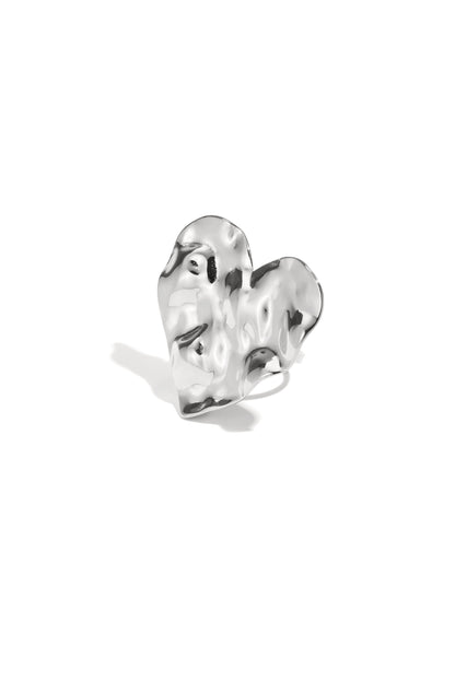 Grote hartvormige statement textuur ring