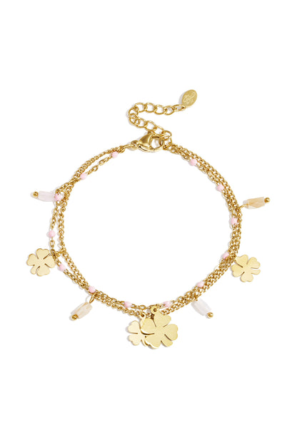 Armband met klaver en kralen charms