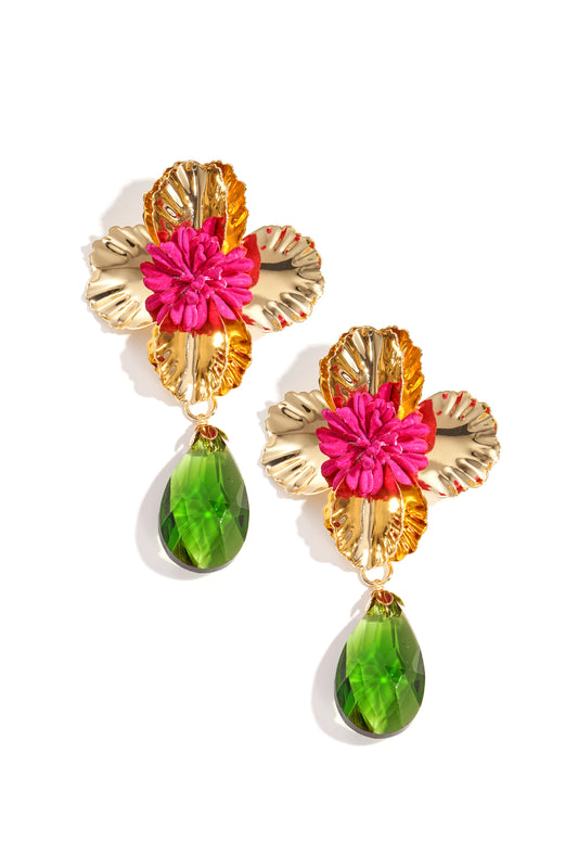 Oorbellen met ijzeren druppel, bloemen, vakantie, luxe serie, damessieraden