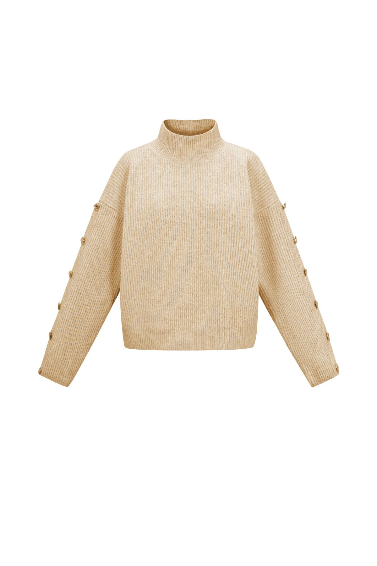 Gebreide Polyestervezel Vrouwen Trui Met Schildkraag Casual Effen Kleur