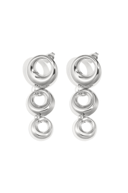 Oorbellen van roestvrij staal met hanger, cirkel, casual, dagelijks, eenvoudig, serie, damessieraden