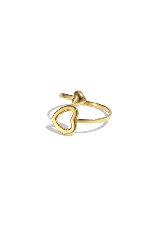 Ring met open en dicht hart
