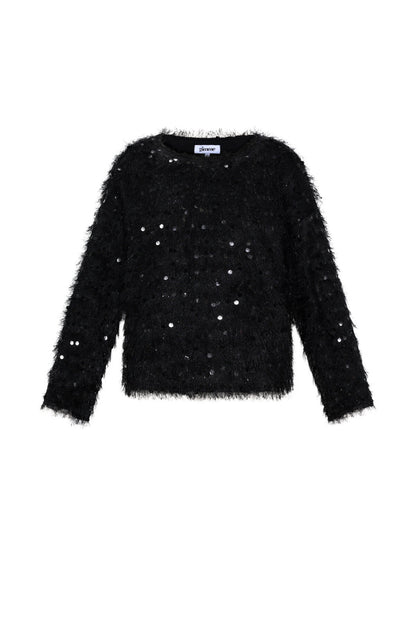 Geweven Polyestervezel Vrouwen Lange Mouw Top Elegante Pailletten