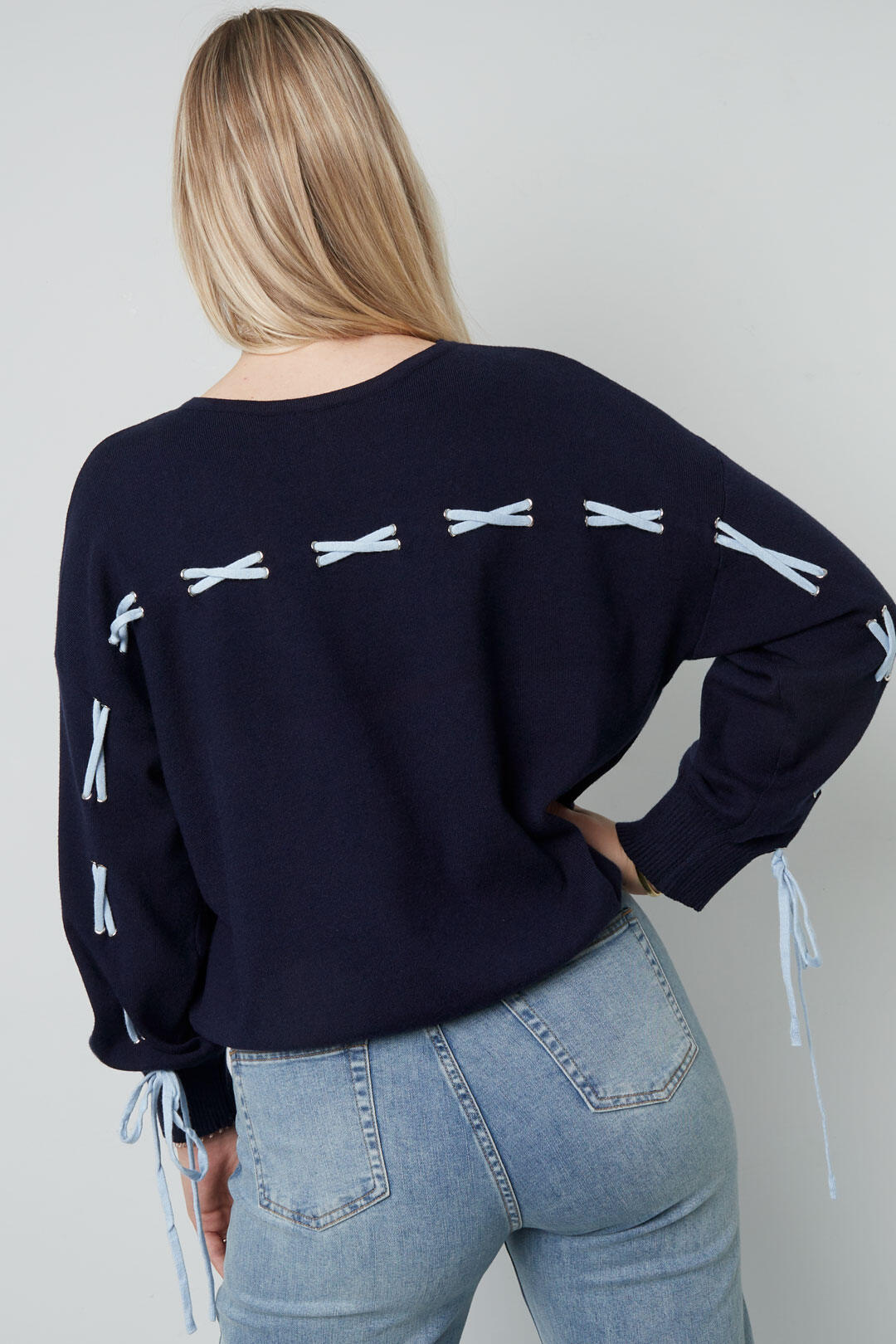 Gebreide Viscose Dames Trui Casual Kleurcontrast