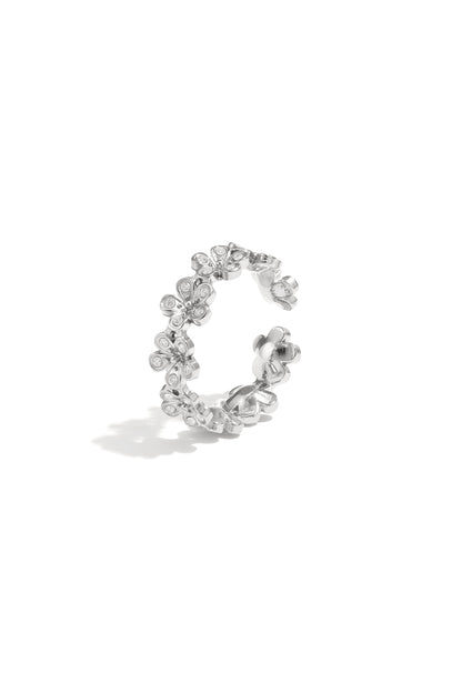Roestvrijstalen minimalistische ringen met bloemen, casual, dagelijks, eenvoudig, serie, damessieraden