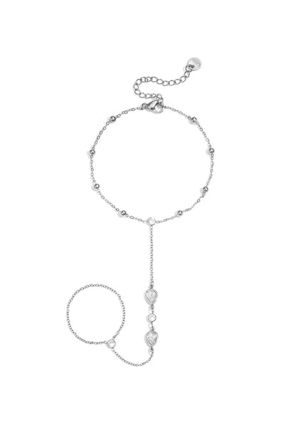 Handchain met druppelvormige statement stenen