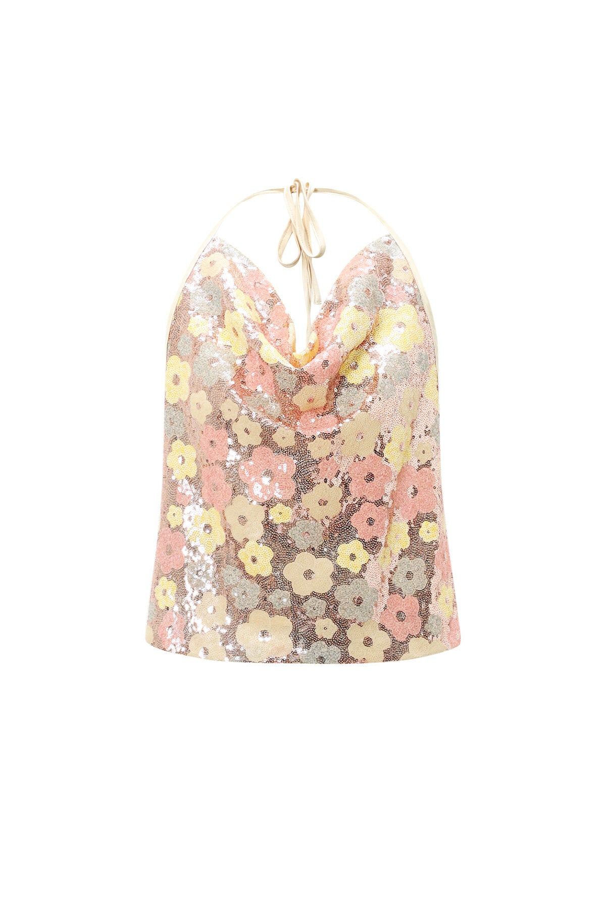 Bloeiende bloemen top met pailletten
