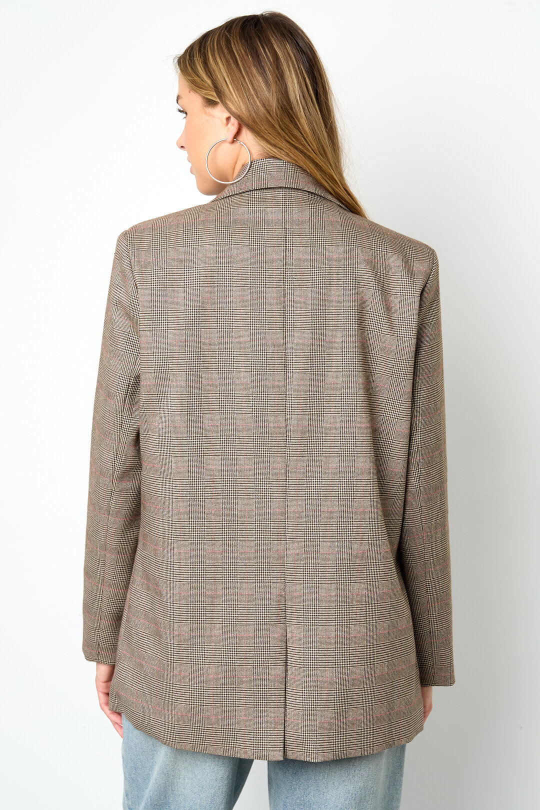 Polyestervezel Vrouwen Suit Set Conservatief Geruit Herfst/Winter